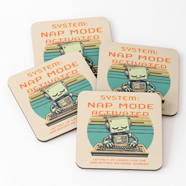 Item preview, There is a robot sitting on a keyboard with the words system nap mode activated designed and sold by cafegrafis.