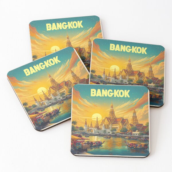 Item preview, Bangkok Thailand Retro Travel Poster designed and sold by kacperartdesign.