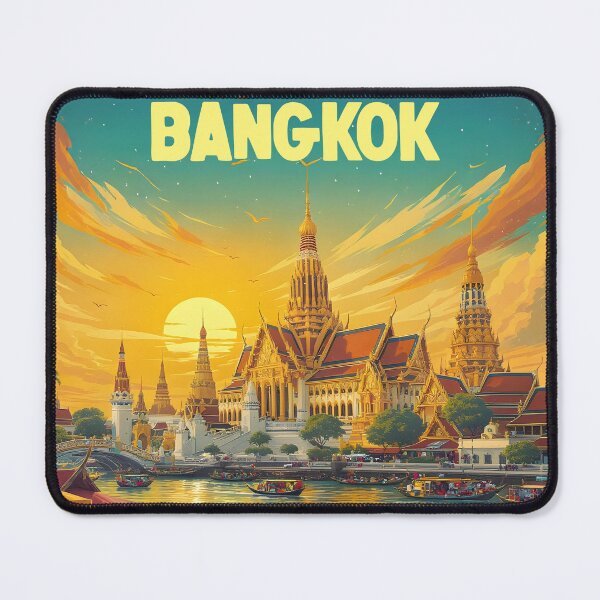 Item preview, Bangkok Thailand Retro Travel Poster designed and sold by kacperartdesign.