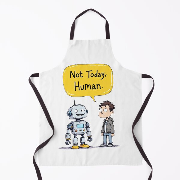 Item preview, Cartoon of a man and robot with a speech bubble saying not today human designed and sold by cafegrafis.