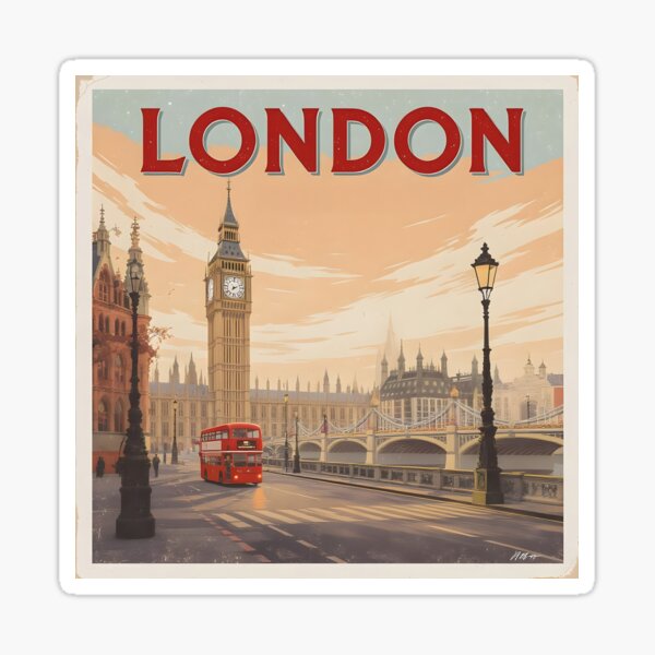 Item preview, London England Retro Travel Poster designed and sold by kacperartdesign.