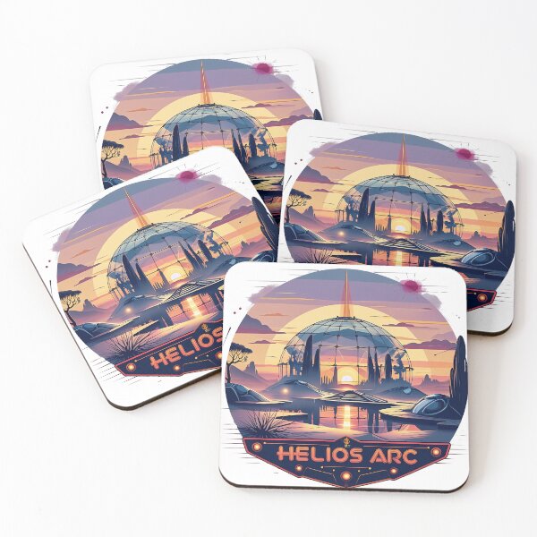 Item preview, Helios Arc – Retro Futuristic Biosphere Dome Sunset | Solarpunk Desert Art designed and sold by LoliDesignShop.