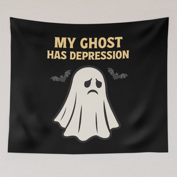 Item preview, My Ghost Has Depression T-Shirt A spooky-cute t-shirt for anyone who's feeling a little low designed and sold by Koony House and Field.
