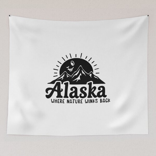 Item preview, Alaska Mountain Quote – Where Nature Winks Back – Funny Wilderness Design designed and sold by Kathryn Creates.