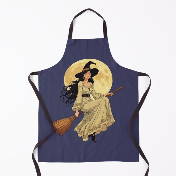 Artikelvorschau, Boho-inspirierte Hexenfrau rittlings auf einem Besen entworfen und verkauft von taiche.