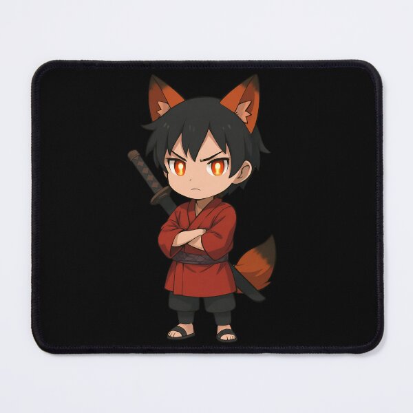 Item preview, Samurai Fox Boy – Chibi Anime Warrior with Fox Ears & Katana designed and sold by ColorSplash123.