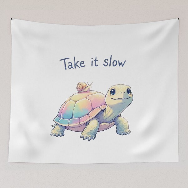 Item preview, Take It Slow – Gentle Pastel Turtle & Snail Art designed and sold by 001Haiba.