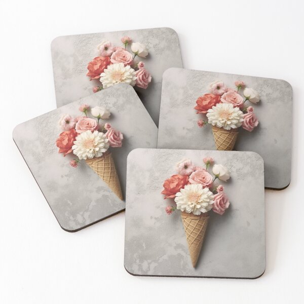 Item preview, Floral Ice Cream Cone – Creative Bouquet with Roses and Daisies in Waffle Cone designed and sold by StudioDina.