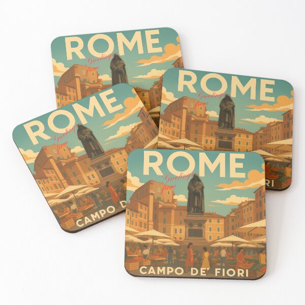 Item preview, ROME – CAMPO DE FIORI - Market of Shadows - Poster and Greeting Card designed and sold by Earth Celebration Designs.