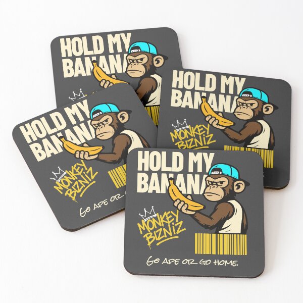Item preview, Hold my banana - Sarcastic monkey statement with humor designed and sold by Malek Design.
