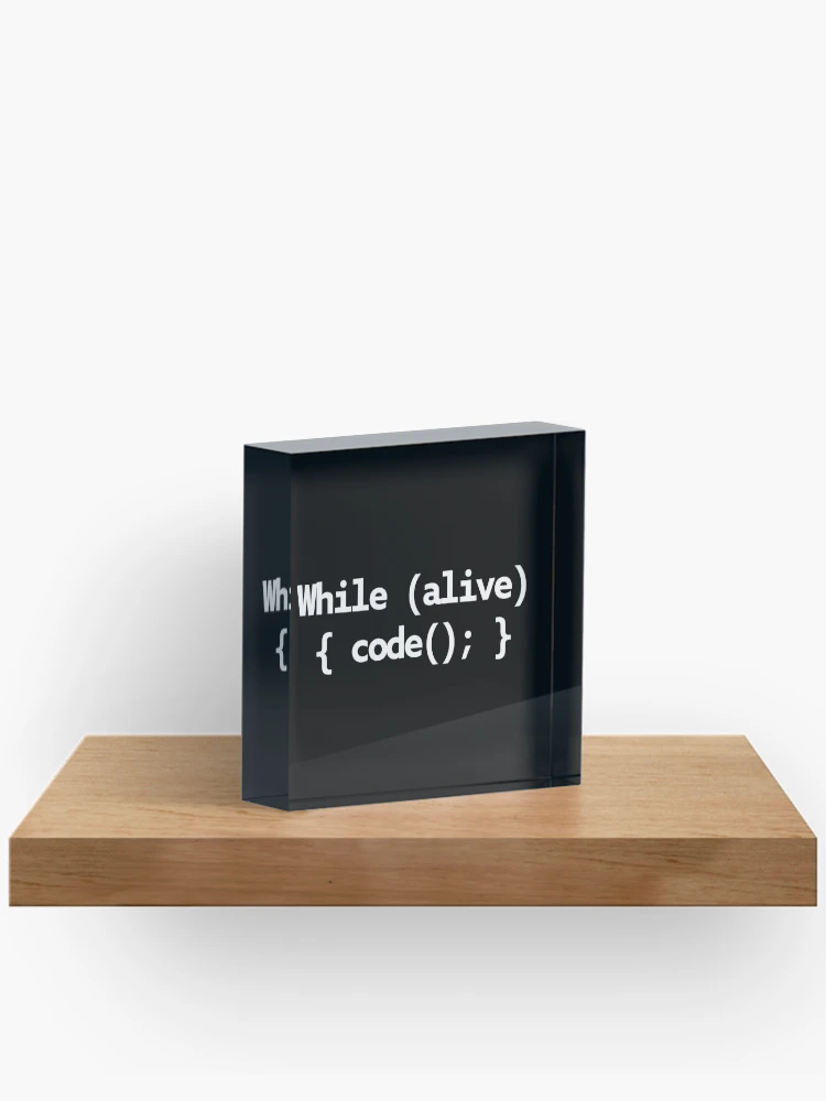 Thumbnail 2 of 5, Acrylic Block, While Alive Code Loop designed and sold by Code  Monkeys.