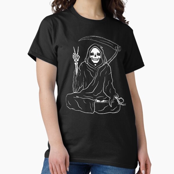 Item preview, Smiling Grim Reaper Peace Sign Meditation designed and sold by 84collective.