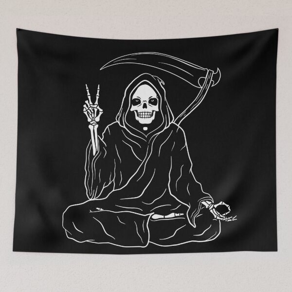 Item preview, Smiling Grim Reaper Peace Sign Meditation designed and sold by 84collective.