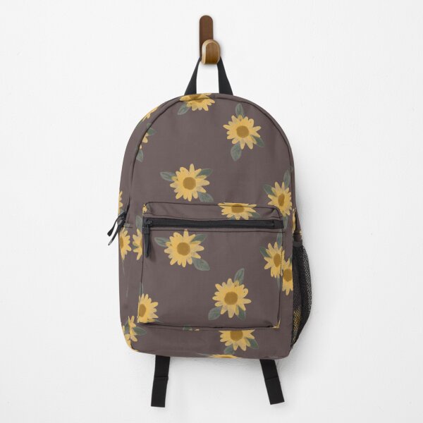 Item preview, vintage rustic cottagecore sunflowers - yellow and green on dark brown designed and sold by aneladesigns.
