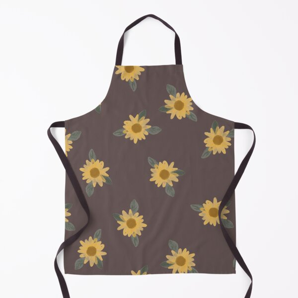 Item preview, vintage rustic cottagecore sunflowers - yellow and green on dark brown designed and sold by aneladesigns.