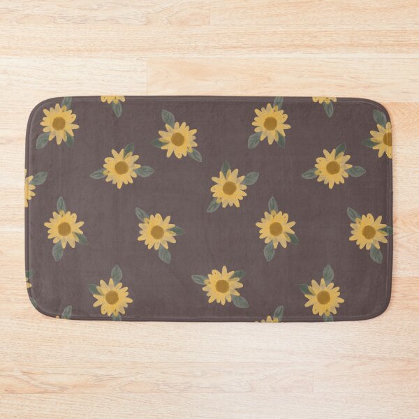 Item preview, vintage rustic cottagecore sunflowers - yellow and green on dark brown designed and sold by aneladesigns.