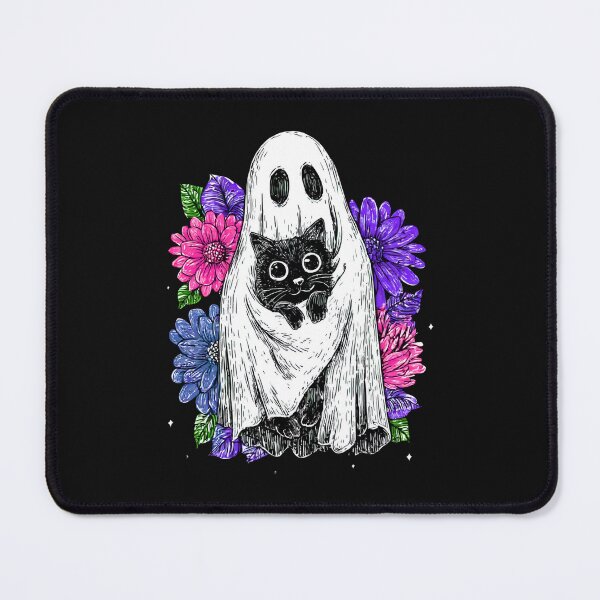 Item preview, Ghost Cat Floral Halloween, Cute Black Cat Spooky Season, Pastel Goth Halloween, Aesthetic Ghost Cat designed and sold by William-Do-X.