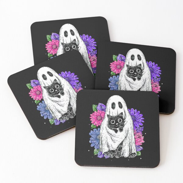 Item preview, Ghost Cat Floral Halloween, Cute Black Cat Spooky Season, Pastel Goth Halloween, Aesthetic Ghost Cat designed and sold by William-Do-X.