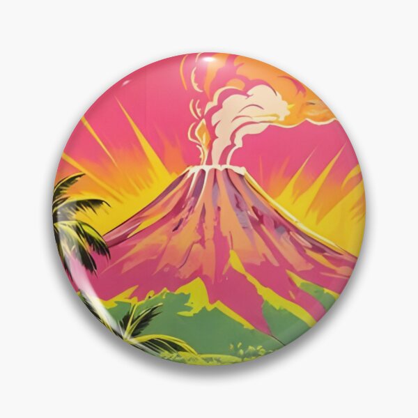 Item preview, Vibrant Vintage Hawaii Volcano and Surf Travel Poster designed and sold by FestivityFinds.