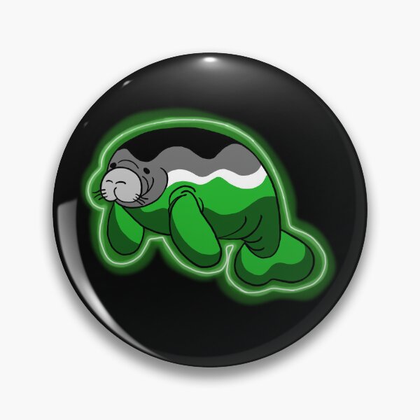 Artikelvorschau, Neon Aromanatee, Aromantic Pride Flag Manatee entworfen und verkauft von Dr Mom's Shoppe.