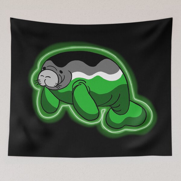 Item preview, Neon Aromanatee, Aromantic Pride Flag Manatee designed and sold by Dr Mom's Shoppe.