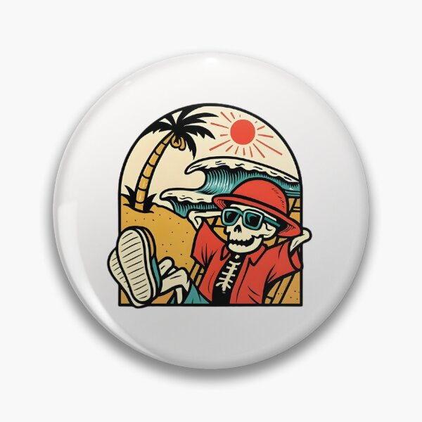 Item preview, Playful Cartoon Skeleton Relaxing on the Beach Sticker designed and sold by FestivityFinds.