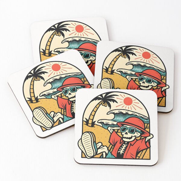 Item preview, Playful Cartoon Skeleton Relaxing on the Beach Sticker designed and sold by FestivityFinds.