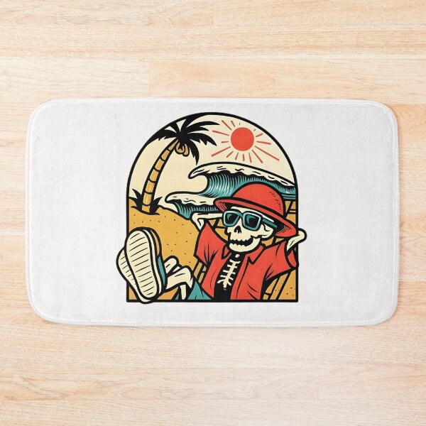 Item preview, Playful Cartoon Skeleton Relaxing on the Beach Sticker designed and sold by FestivityFinds.