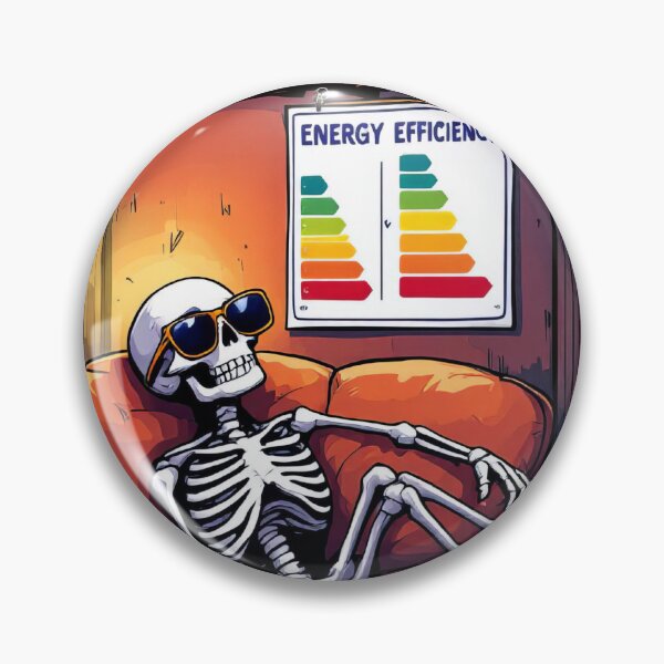 Item preview, Arafed skeleton sitting on a couch with energy efficiency sign designed and sold by cafegrafis.