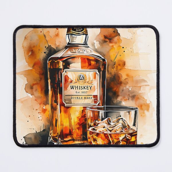 Item preview, Whiskey Bottle and Glass Watercolor Painting designed and sold by paulrommer.