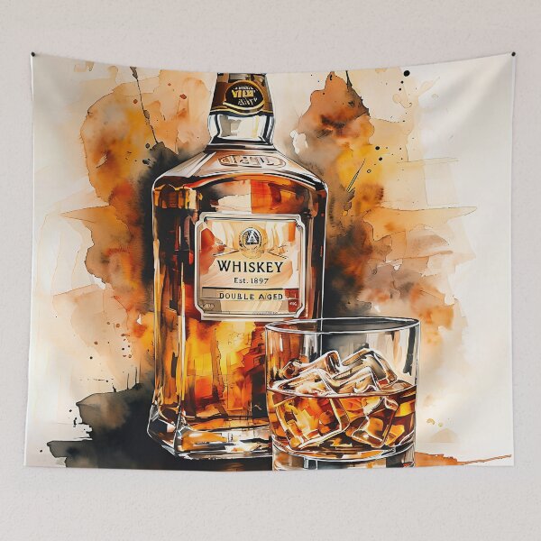 Item preview, Whiskey Bottle and Glass Watercolor Painting designed and sold by paulrommer.