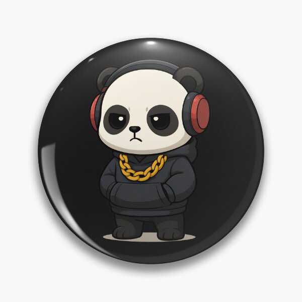 Item preview, Chibi Hip-Hop Panda – Cute Panda with Headphones, Hoodie & Gold Chain designed and sold by ColorSplash123.