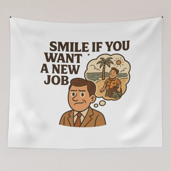 Item preview, Smile If You Want a New Job Funny Office Meme designed and sold by VISIONARTIST.