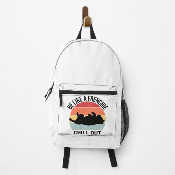 Item preview, frenchie chill out black silhouette on retro sunset designed and sold by FrenchieStyle25.