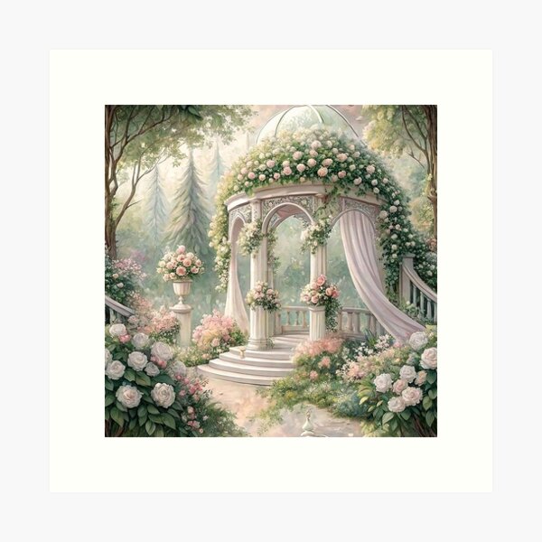 Item preview, A beautiful wedding altar decorated with white and pink flowers designed and sold by Merrylands Artshop.