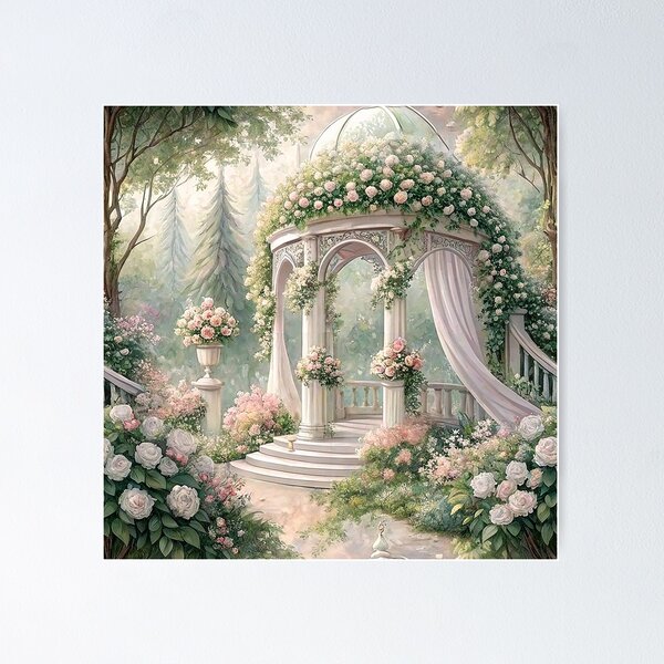 Item preview, A beautiful wedding altar decorated with white and pink flowers designed and sold by Merrylands Artshop.