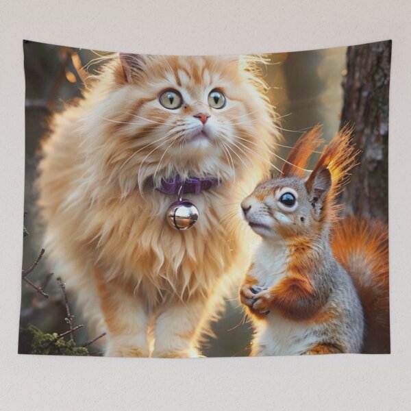 Item preview, Cat and Squirrel in the Forest designed and sold by M-Y-A-R-T-.