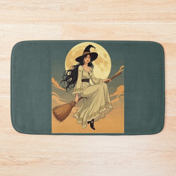 Item preview, Boho Witchy Woman Astride A Besom Vector Art designed and sold by taiche.