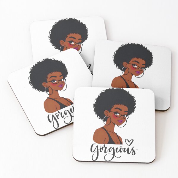 Item preview, Gorgeous – Afro Anime Girl with Glasses & Hoop Earrings designed and sold by OsasChild.