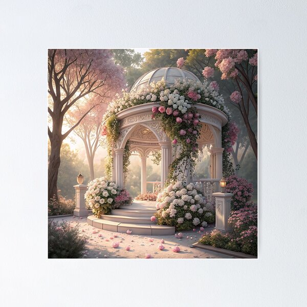 Item preview, A beautiful wedding altar decorated with white and pink flowers designed and sold by Merrylands Artshop.