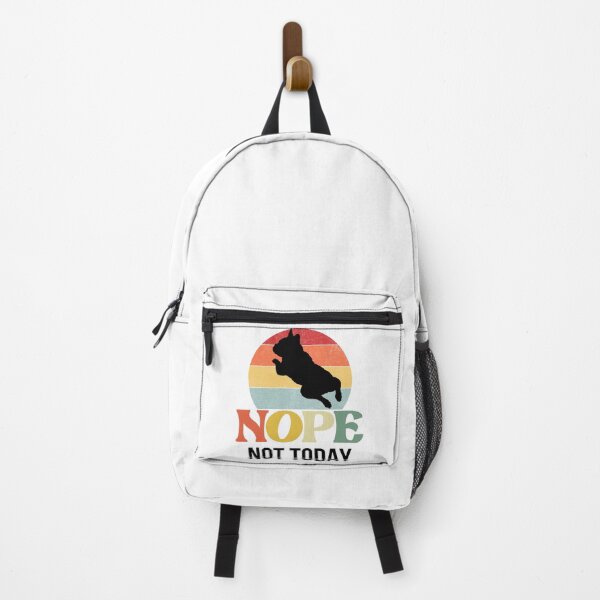 Item preview, frenchie not today black silhouette on retro sunset designed and sold by FrenchieStyle25.