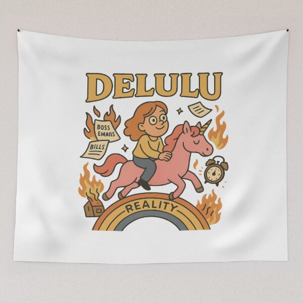 Item preview, DELULU Over Reality Funny Unicorn Meme designed and sold by VISIONARTIST.