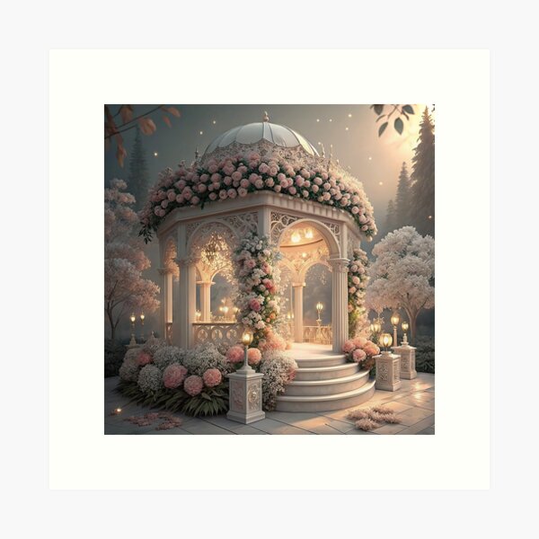 Item preview, A beautiful wedding altar decorated with white and pink flowers designed and sold by Merrylands Artshop.