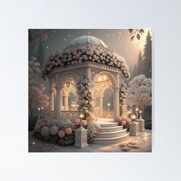 Item preview, A beautiful wedding altar decorated with white and pink flowers designed and sold by Merrylands Artshop.