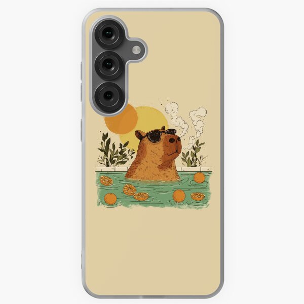 Item preview, Cool Capybara in Citrus Pool - Retro Summer Vibes designed and sold by NADARTDOM.