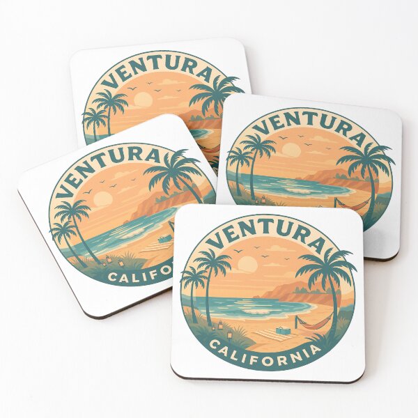 Item preview, Ventura California Retro Beach Art – Tranquil Coastal Sunset Circular Design designed and sold by CircinusStore.