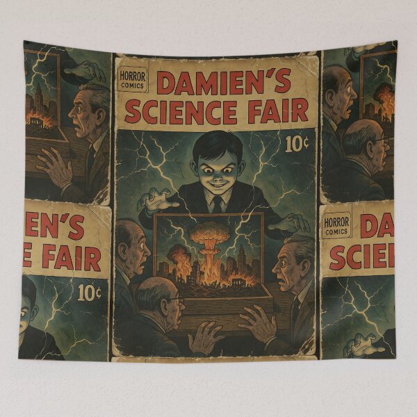 Item preview, Damien’s Science Fair - Funny Classic Horror Parody designed and sold by bapupa.