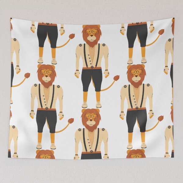 Item preview, Lion Hipster Character with Suspenders designed and sold by rymarenko.