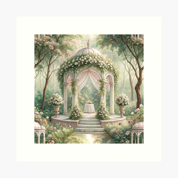 Item preview, A beautiful wedding altar decorated with white and pink flowers designed and sold by Merrylands Artshop.