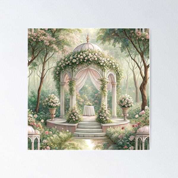 Item preview, A beautiful wedding altar decorated with white and pink flowers designed and sold by Merrylands Artshop.